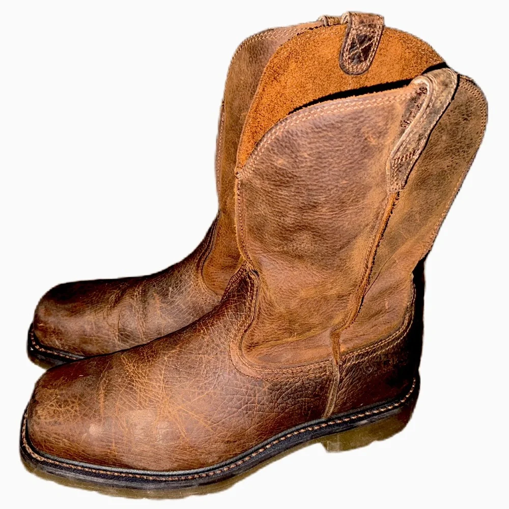 Ariat 12D Rambler Western Cowboy Work Boots Tread Earth Brown Steel Toe EUC Best - Picture 2 of 11